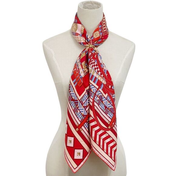 HERMES Red Scarf - Picture 3 of 9